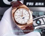 Swiss Copy Vacheron Constantin Overseas Leather Watch Rose Gold Case